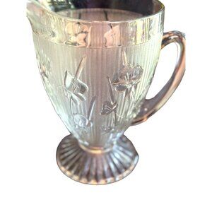 Vintage Jeannette Glass Iris and‎ Herringbone Pitcher 56oz Clear
